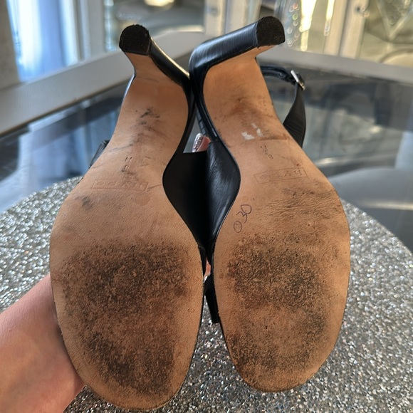 Hype Black and White Sling back buckle thick Heels Sz 8 - Picture 5 of 5